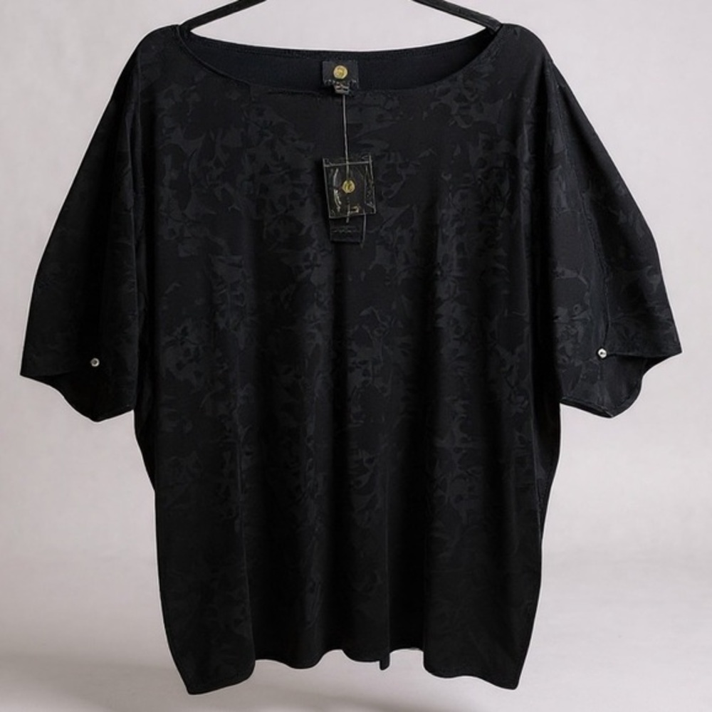 JM Collection Women’s Black Velvet Blouse Size XXL *267‎